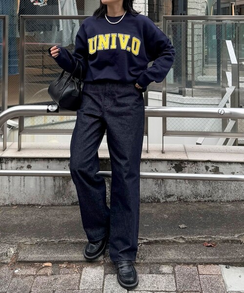 UNIVERSAL OVERALL(ユニバーサルオーバーオール)の「【UNIVERSAL OVERALL】別注UNIV.O スウェットプルオーバー(スウェット・レディース・オレンジ/ネイビー/ライトグレー・38)」の19枚目の写真