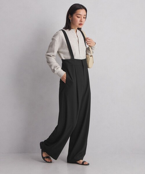 green label relaxing(グリーンレーベルリラクシング)の「【WEB限定】<at ease>オルマイ サスペンダー パンツ -マシンウォッシャブル・ストレッチ・帯電防止-(サロペット/オーバーオール・レディース・ブラック/グレー・36/38)」の9枚目の写真