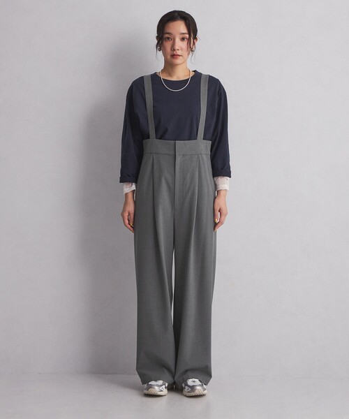 green label relaxing(グリーンレーベルリラクシング)の「【WEB限定】<at ease>オルマイ サスペンダー パンツ -マシンウォッシャブル・ストレッチ・帯電防止-(サロペット/オーバーオール・レディース・ブラック/グレー・36/38)」の11枚目の写真