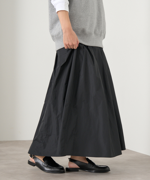 IENA タフタフレアスカート 36 ブラック タフタフレアスカート（ロング・マキシ丈スカート）｜IENA