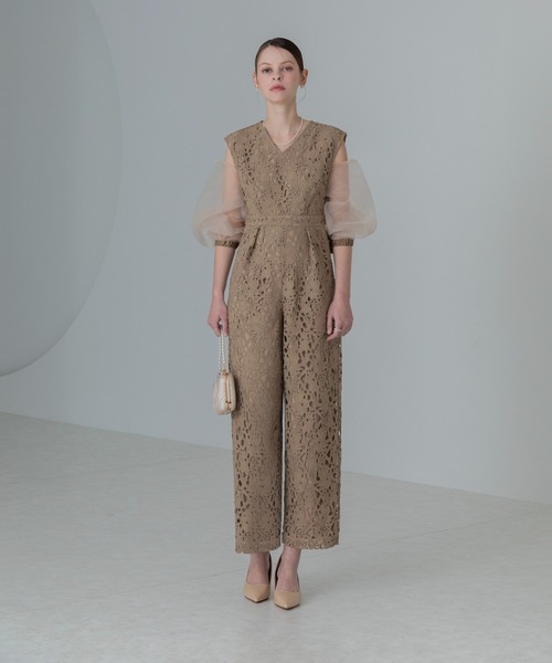 Leja(レジャ)の「【LEJA】2WAYシアースリーブ花柄パンツドレス 2点セット 結婚式 パーティードレス 二次会 同窓会 お呼ばれ オケージョン 20代 30代(パンツドレス・レディース・ブラック/ブラウン・SMALL/MEDIUM)」の5枚目の写真