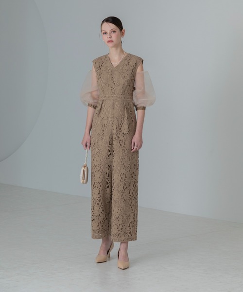 セール】【LEJA】2WAYシアースリーブ花柄パンツドレス 2点セット 結婚