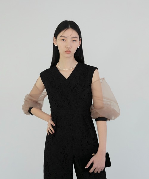 セール】【LEJA】2WAYシアースリーブ花柄パンツドレス 2点セット 結婚