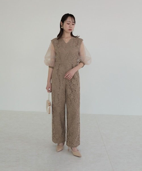 セール】【LEJA】2WAYシアースリーブ花柄パンツドレス 2点セット 結婚