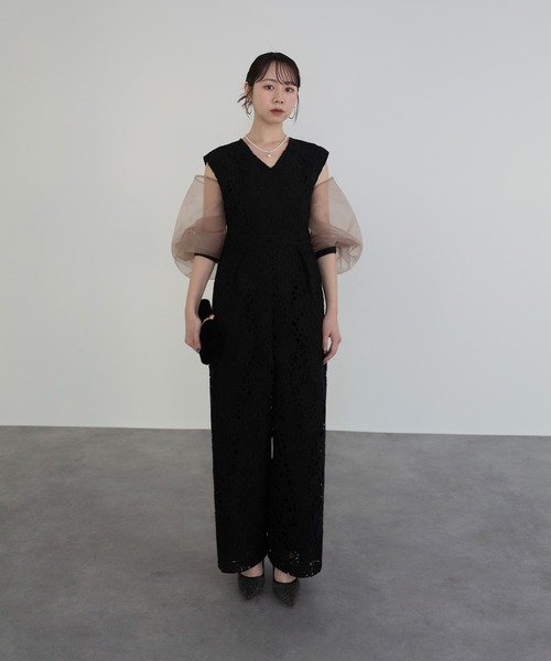 セール】【LEJA】2WAYシアースリーブ花柄パンツドレス 2点セット 結婚