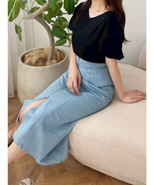 MERCURYDUO(マーキュリーデュオ)の「フロントZIPデニムナロースカート(スカート・レディース・ブルー/インディゴブルー・SMALL/MEDIUM)」の4枚目の写真