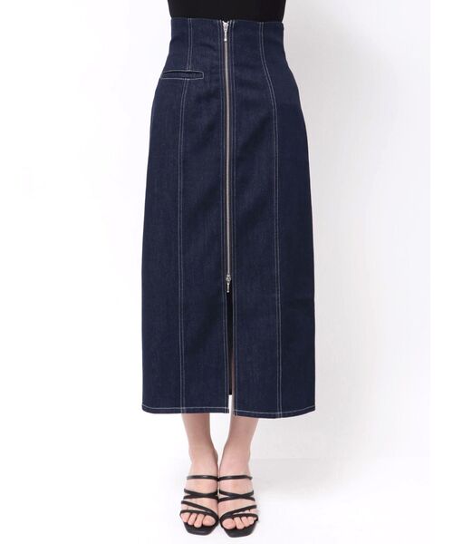 MERCURYDUO(マーキュリーデュオ)の「フロントZIPデニムナロースカート(スカート・レディース・ブルー/インディゴブルー・SMALL/MEDIUM)」の6枚目の写真