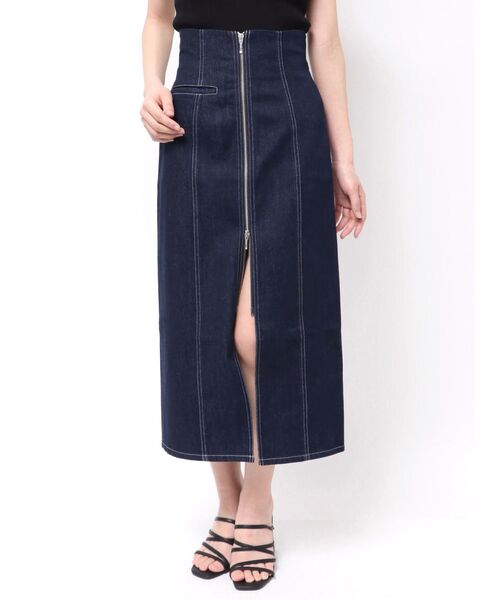 MERCURYDUO(マーキュリーデュオ)の「フロントZIPデニムナロースカート(スカート・レディース・ブルー/インディゴブルー・SMALL/MEDIUM)」の13枚目の写真