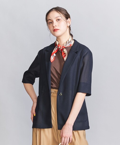 H BEAUTY&YOUTH ハーフスリーブジャケット　ネイビー　S H BEAUTY&YOUTH ハーフスリーブジャケット ネイビー S