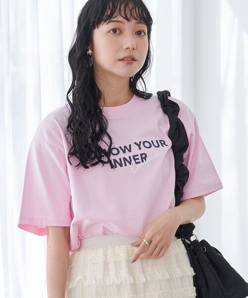 coen（コーエン）の「接触冷感ロゴアソートプリントTシャツ（Tシャツ/カットソー・レディース・オフホワイト/ライトピンク/ダークグレー/ロイヤルブルー・M/L）」の4枚目の写真