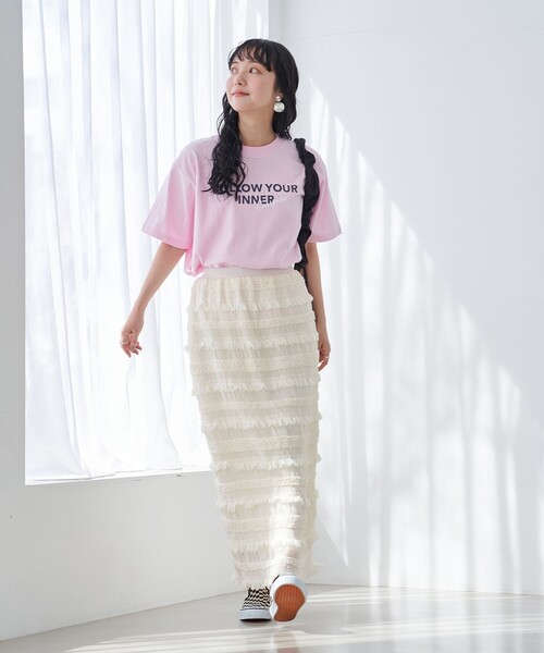 coen（コーエン）の「接触冷感ロゴアソートプリントTシャツ（Tシャツ/カットソー・レディース・オフホワイト/ライトピンク/ダークグレー/ロイヤルブルー・M/L）」の19枚目の写真