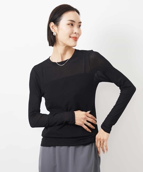 MICHEL KLEIN(ミッシェル・クラン)の「ハイストレッチシアーレイヤードカットソー(Tシャツ/カットソー・レディース・ミント/ホワイト/ブラック/クリーム/オレンジ系その他・38)」の11枚目の写真