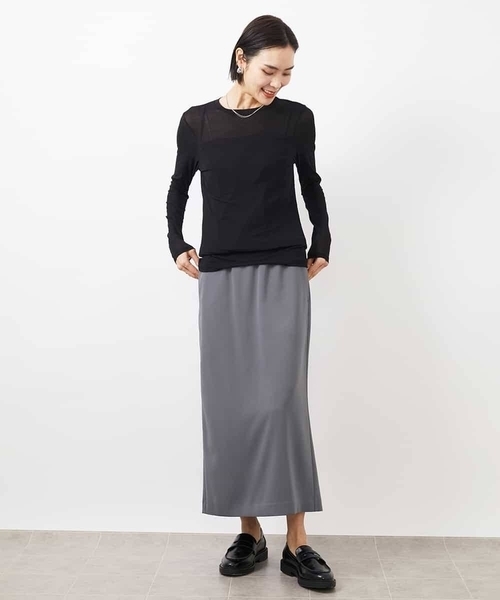 MICHEL KLEIN(ミッシェル・クラン)の「ハイストレッチシアーレイヤードカットソー(Tシャツ/カットソー・レディース・ミント/ホワイト/ブラック/クリーム/オレンジ系その他・38)」の13枚目の写真