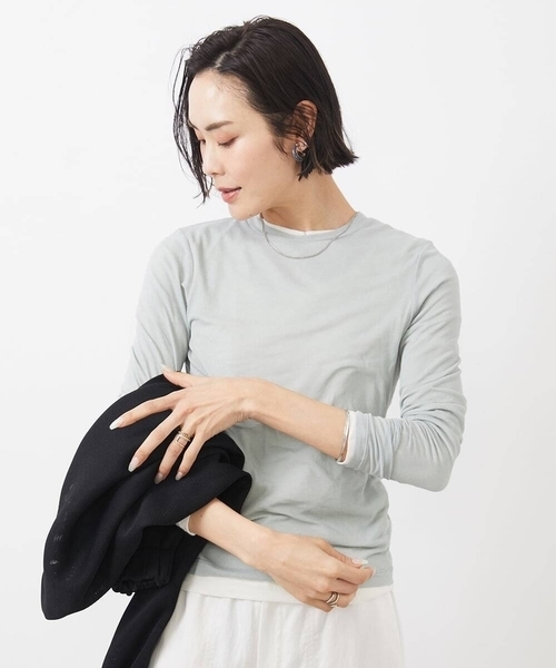 MICHEL KLEIN(ミッシェル・クラン)の「ハイストレッチシアーレイヤードカットソー(Tシャツ/カットソー・レディース・ミント/ホワイト/ブラック/クリーム/オレンジ系その他・38)」の17枚目の写真