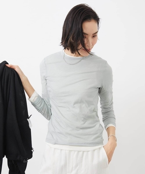 MICHEL KLEIN(ミッシェル・クラン)の「ハイストレッチシアーレイヤードカットソー(Tシャツ/カットソー・レディース・ミント/ホワイト/ブラック/クリーム/オレンジ系その他・38)」の18枚目の写真