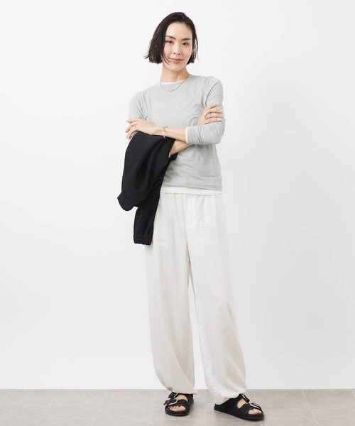 MICHEL KLEIN(ミッシェル・クラン)の「ハイストレッチシアーレイヤードカットソー(Tシャツ/カットソー・レディース・ミント/ホワイト/ブラック/クリーム/オレンジ系その他・38)」の19枚目の写真