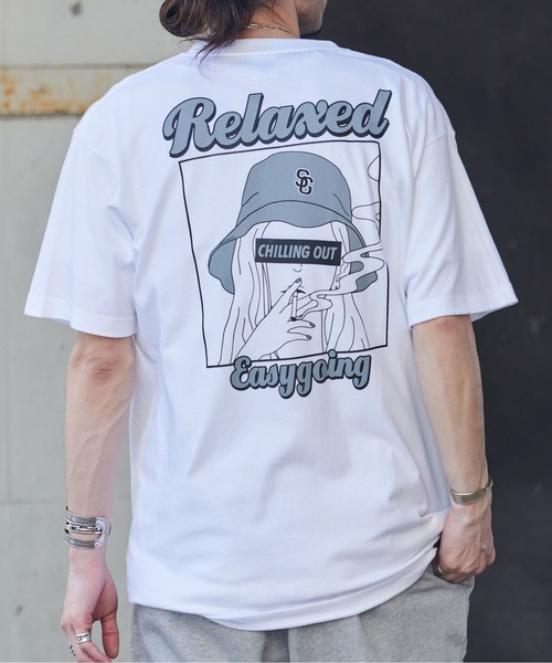 MODISH GAZE(モディシュガゼ)の「スモーキングガールRelaxed半袖Tシャツ(Tシャツ/カットソー・メンズ・ホワイト×グレー/ホワイト×ピンク/ブラック×パープル/ブラック×ブルー/ブラック×グリーン/ホワイト×ブルー・LARGE/X-LARGE/MEDIUM)」の20枚目の写真