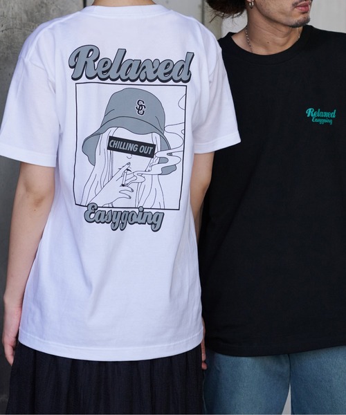 MODISH GAZE(モディシュガゼ)の「スモーキングガールRelaxed半袖Tシャツ(Tシャツ/カットソー・メンズ・ホワイト×グレー/ホワイト×ピンク/ブラック×パープル/ブラック×ブルー/ブラック×グリーン/ホワイト×ブルー・LARGE/X-LARGE/MEDIUM)」の21枚目の写真