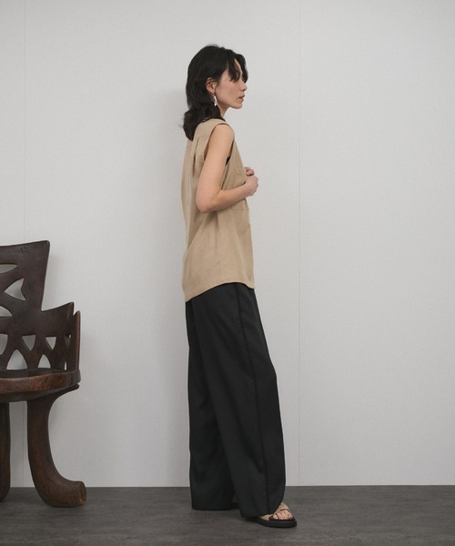 SALON adam et rope'（サロン アダム エ ロペ）の「サイドレースイージーリラックスパンツ（その他パンツ・レディース・ブラック/オフホワイト/ベージュ・S/M）」の19枚目の写真