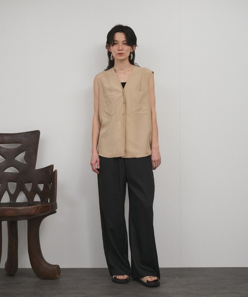 SALON adam et rope'（サロン アダム エ ロペ）の「サイドレースイージーリラックスパンツ（その他パンツ・レディース・ブラック/オフホワイト/ベージュ・S/M）」の20枚目の写真