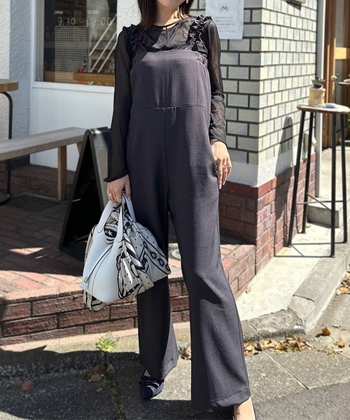 ST.ROONEY（セントルーニー）の「フリルストラップサロペット【低身長・小柄女性向け】（サロペット/オーバーオール・レディース・カーキ/ベージュ/スミクロ・XS）」の2枚目の写真
