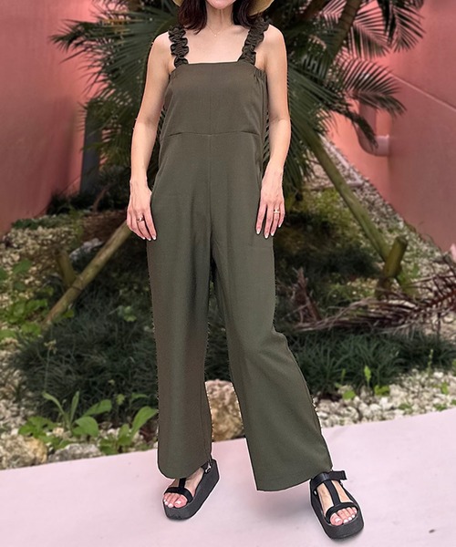 ST.ROONEY（セントルーニー）の「フリルストラップサロペット【低身長・小柄女性向け】（サロペット/オーバーオール・レディース・カーキ/ベージュ/スミクロ・XS）」の5枚目の写真