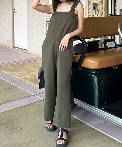 ST.ROONEY（セントルーニー）の「フリルストラップサロペット【低身長・小柄女性向け】（サロペット/オーバーオール・レディース・カーキ/ベージュ/スミクロ・XS）」の7枚目の写真