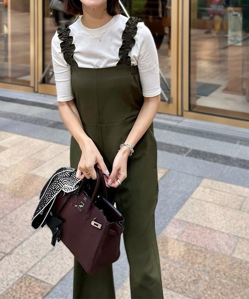 ST.ROONEY（セントルーニー）の「フリルストラップサロペット【低身長・小柄女性向け】（サロペット/オーバーオール・レディース・カーキ/ベージュ/スミクロ・XS）」の9枚目の写真