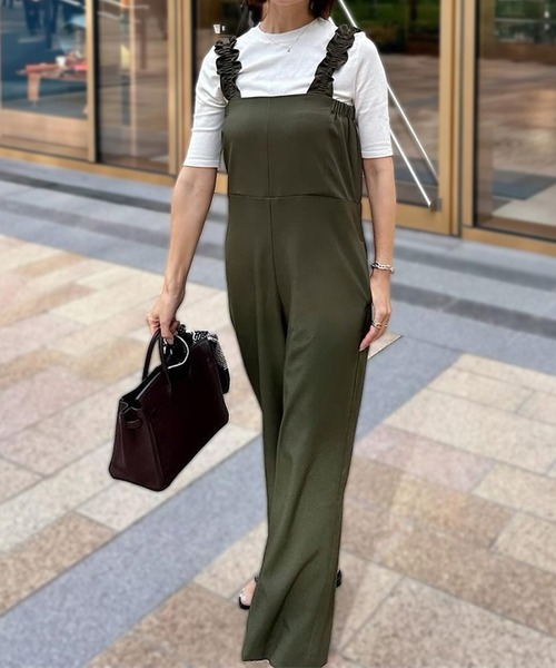 ST.ROONEY（セントルーニー）の「フリルストラップサロペット【低身長・小柄女性向け】（サロペット/オーバーオール・レディース・カーキ/ベージュ/スミクロ・XS）」の10枚目の写真