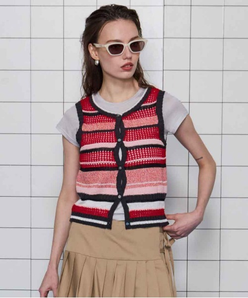 激安ブランド 2way Top/2WAYマルチボーダータンクトップ Tank Border Multi トップス