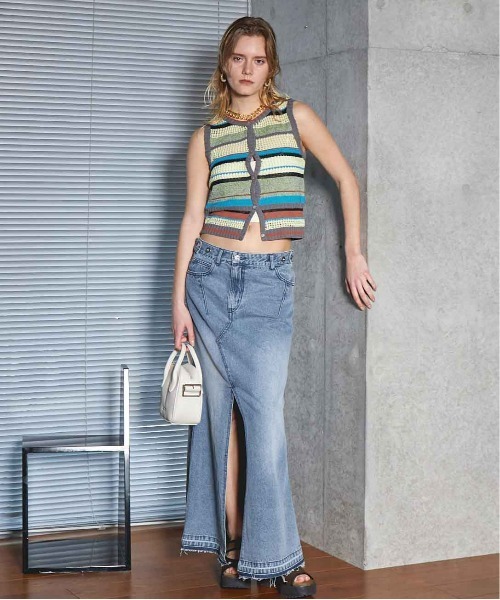 【ムエタイ】メゾンスペシャル　2WAYボアベスト セール】2way Multi Border Tank Top/2WAYマルチボーダータンク