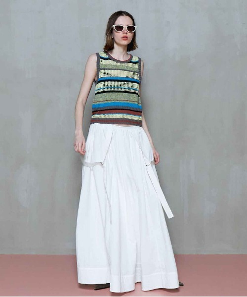 MAISON SPECIAL（メゾンスペシャル）の「2way Multi Border Tank Top/2WAYマルチボーダータンクトップ【MAISON SPECIAL/メゾンスペシャル】（ベスト・レディース・ブラック/ライム/ピンク・FREE）」の6枚目の写真