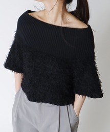 ribbon yarn off-shoulder pull(リボンヤーンオフショルダープルオーバー)