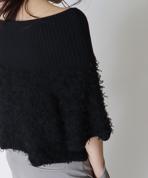 DRESSLAVE(ドレスレイブ)の「ribbon yarn off-shoulder pull(リボンヤーンオフショルダープルオーバー)(ニット/セーター・レディース・グリーン/ブラック・38)」の7枚目の写真
