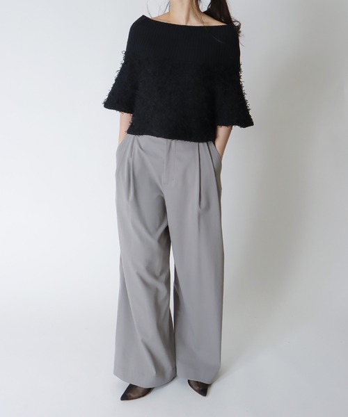DRESSLAVE(ドレスレイブ)の「ribbon yarn off-shoulder pull(リボンヤーンオフショルダープルオーバー)(ニット/セーター・レディース・グリーン/ブラック・38)」の8枚目の写真