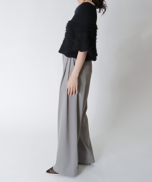 DRESSLAVE(ドレスレイブ)の「ribbon yarn off-shoulder pull(リボンヤーンオフショルダープルオーバー)(ニット/セーター・レディース・グリーン/ブラック・38)」の9枚目の写真