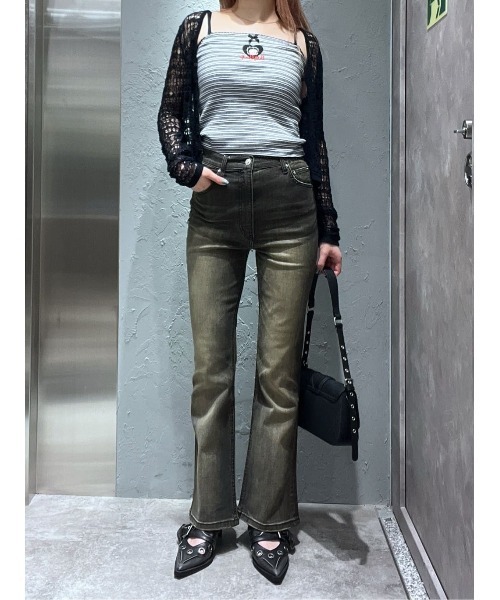 HW FLARE PT WITH ROICA(R)EF ハイウエスト フレアパンツ ウィズ