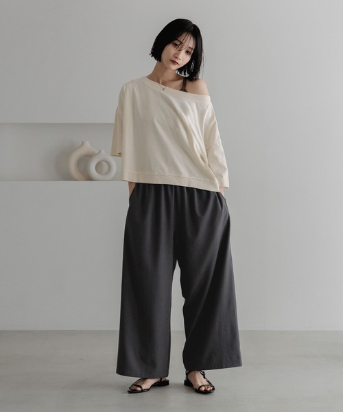 LOWRYS FARM（ローリーズファーム）の「２ＷＡＹオフショルプルオーバーＳＳ　 452022（Tシャツ/カットソー・レディース・チャコールグレー/ピンク/アイボリー・SHORT/LONG）」の12枚目の写真