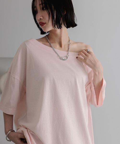 LOWRYS FARM（ローリーズファーム）の「２ＷＡＹオフショルプルオーバーＳＳ　 452022（Tシャツ/カットソー・レディース・チャコールグレー/ピンク/アイボリー・SHORT/LONG）」の4枚目の写真