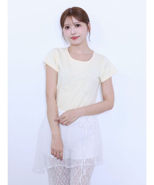 EATME（イートミー）の「フリルモチーフTシャツ（Tシャツ/カットソー・レディース・オフホワイト/ピンク/イエロー・FREE）」の16枚目の写真