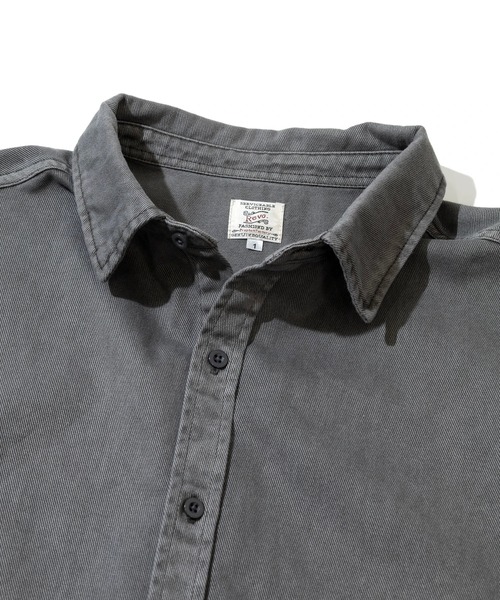 Revo.（レボ）の「Revo./レヴォ　C100% ピグメント加工 LSシャツ（シャツ/ブラウス・メンズ・ブラック系その他3/パープル/ベージュ・LARGE/MEDIUM）」の4枚目の写真