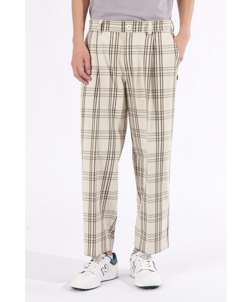 New Balance Golf(ニューバランスゴルフ)の「【new balance golf】ダブルチェック柄 ワンタック ワイド ロングパンツ (MENS)(その他パンツ・メンズ・ベージュ系その他/グレー系その他3・SMALL/MEDIUM/LARGE/XX-LARGE/X-LARGE/XXX-LARGE)」の2枚目の写真