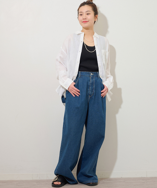 JOURNAL STANDARD relume(ジャーナルスタンダード レリューム)の「《追加》Vis/Polyクルーネックリブタンクトップ(タンクトップ・レディース・ブラウン/ホワイト/ブラック・FREE)」の4枚目の写真