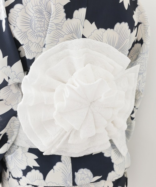 one after another NICE CLAUP（ワンアフターアナザーナイスクラップ）の「【1人で着られる】セパレート浴衣 / 浴衣+作り帯セット（浴衣・レディース・ネイビー/ピンク/アイボリー・FREE）」の21枚目の写真