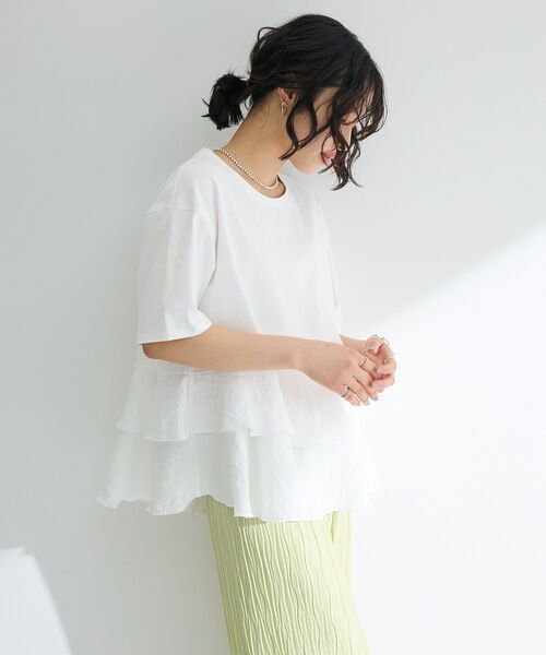 セール】サテンティアードドッキングプルオーバー（Tシャツ
