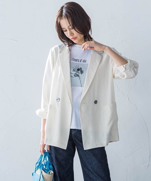 LAUTREAMONT(ロートレアモン)の「ライトシアージャケット≪手洗い可能≫(テーラードジャケット・レディース・ベージュ/ブラック・9号/11号)」の13枚目の写真