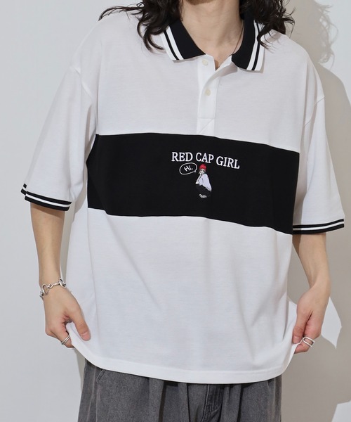 Red Cap Girl(レッドキャプガール)の「RED CAP GIRL 鹿の子切替 POLOshirt(ポロシャツ・メンズ・ネイビー/ホワイト/ブラック・M/L/LL)」の12枚目の写真