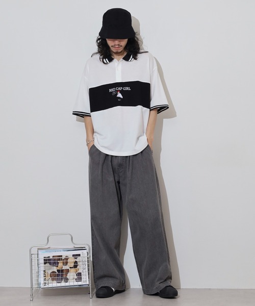 Red Cap Girl(レッドキャプガール)の「RED CAP GIRL 鹿の子切替 POLOshirt(ポロシャツ・メンズ・ネイビー/ホワイト/ブラック・M/L/LL)」の15枚目の写真