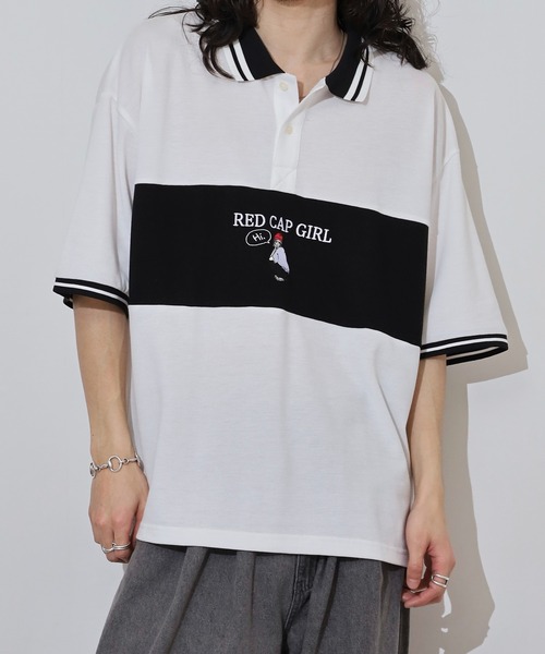 Red Cap Girl(レッドキャプガール)の「RED CAP GIRL 鹿の子切替 POLOshirt(ポロシャツ・メンズ・ネイビー/ホワイト/ブラック・M/L/LL)」の14枚目の写真