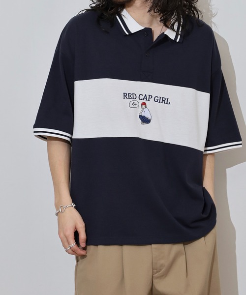 Red Cap Girl(レッドキャプガール)の「RED CAP GIRL 鹿の子切替 POLOshirt(ポロシャツ・メンズ・ネイビー/ホワイト/ブラック・M/L/LL)」の20枚目の写真